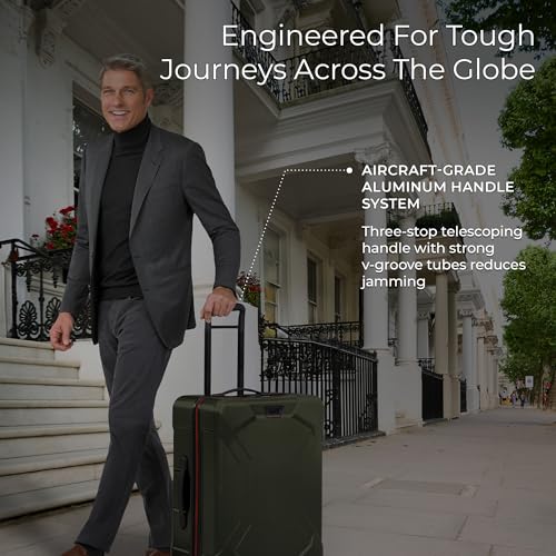 Image of Briggs & Riley 27 inch Medium Trunk Spinner - Checked Luggage for Travel, Suitcases with Wheels, Hardside Rolling Bag for Men & Women, Self-Repairing Zipper - Torq Collection, Ocean