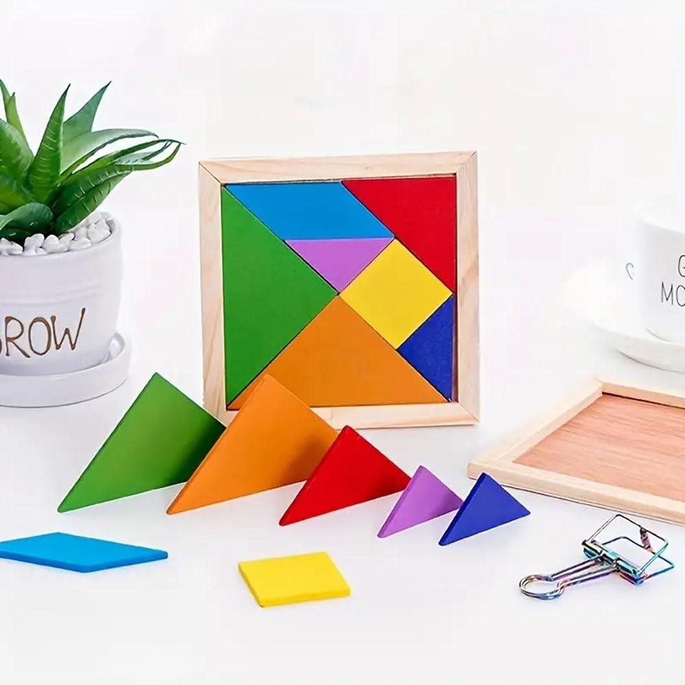 SHINETOY ENTERTAIN KIDS Childrens Seven-Piece Puzzle Toy, Wooden Color Diy Puzzle Building Blocks Kindergarten Teaching Aids For Intellectual And Educational Developmental Children Toy, 15X15Cm (B0D1R8B3Q2) Amazon Price History, Amazon Price Tracker