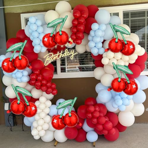 Image of Cherry-Balloons Summer-Birthday-Balloon 6PCS 20inch Red Fruit Cherry Themed Balloons Happy Birthday Party Decorations Wedding Baby Shower Supply