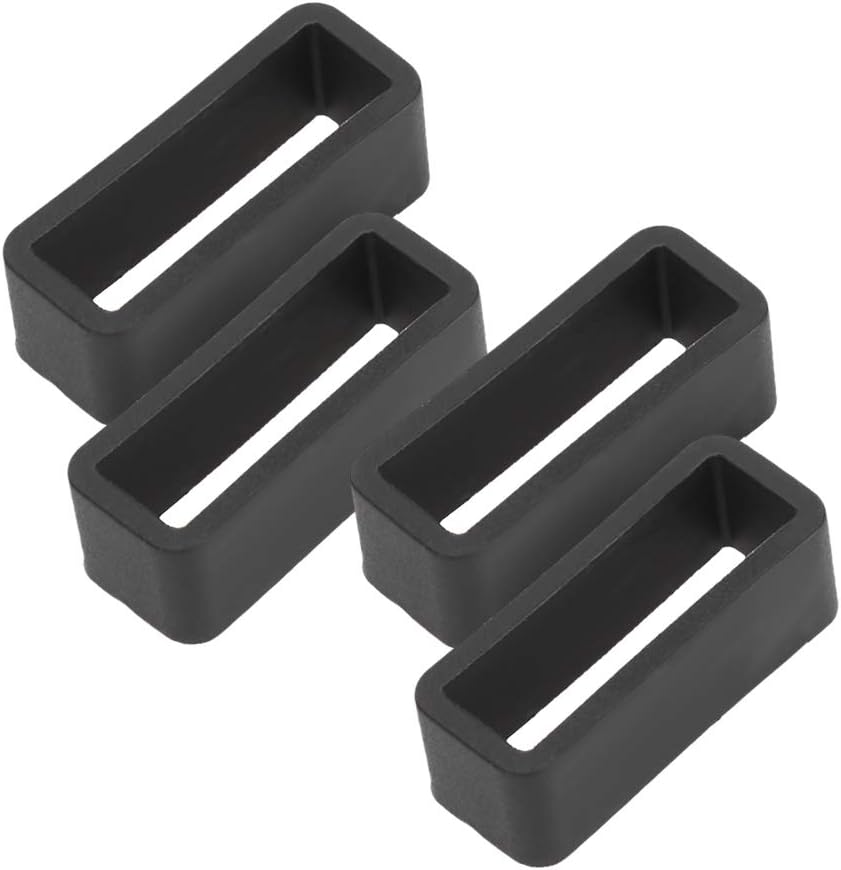 4Pcs Replacement Silicone Watch Belt Safety Buckle,Wristwatch Accessory for Watch with Optional Lengths Soft Watch Straps Replacement Suit for Wearing (Black) (20mm)