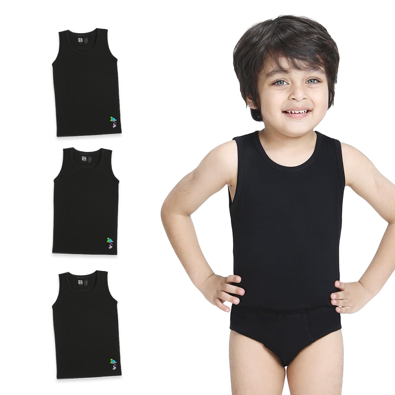 Boys' Bamboo Vests – Pack of 3 | Ultra-Soft, Breathable, Lightweight Sleeveless Innerwear for Kids.-image-0