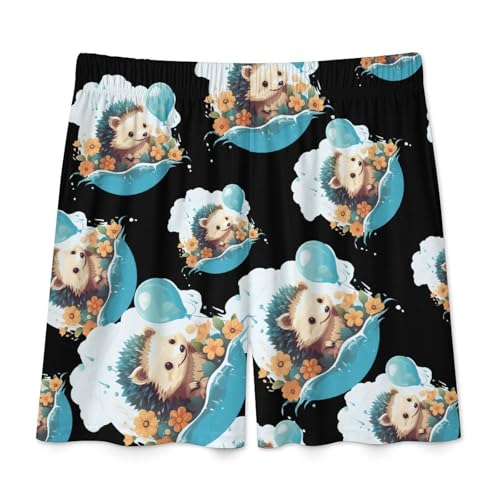 Funny Hedgehog Balloons Men's Pajama Shorts Comfy Sleep Shorts Lounge Shorts Soft Pj Bottoms Sleepwear3