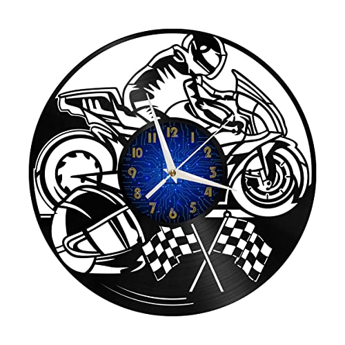 Horloge murale vinyle moto led pour embellir un mur blanc - 4