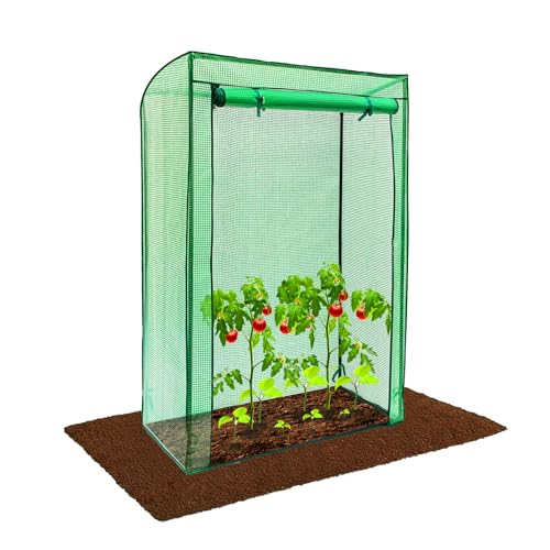 Crystals Walk in Tomato Mini Greenhouse Frame and Reinforced PE Weather Cover Garden Vegetables Grow and Cultivation, Green