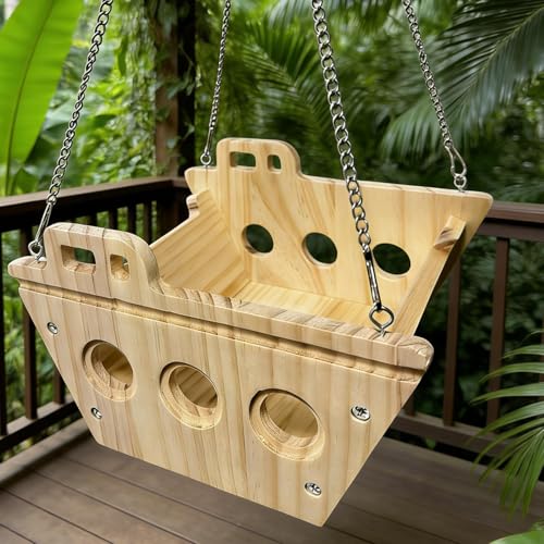 Hamaca para hámster y chinchillas con ganchos y soporte de madera 4
