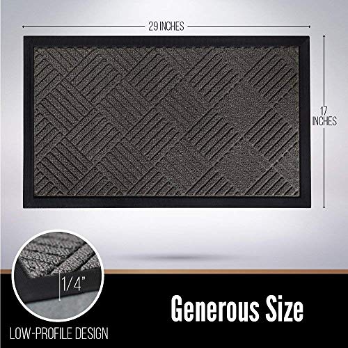 Gorilla Grip Natural Rubber Doormats, 29X17 Rectangle And 35X23 Half Circle Heavy Duty Indoor Outdoor Low-Profile Mats In Gray Diamond, 2 Item Bundle #TOP2