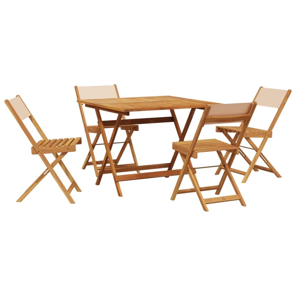 Salon de jardin 5 pcs bois acacia avec table pliable beige
