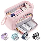 HVOMO Pencil Case Large Capacity Pencil Pouch Handheld Pen Bag Cosmetic Gift for Office School Teen Girl Boy Men Women Adult (Pink)