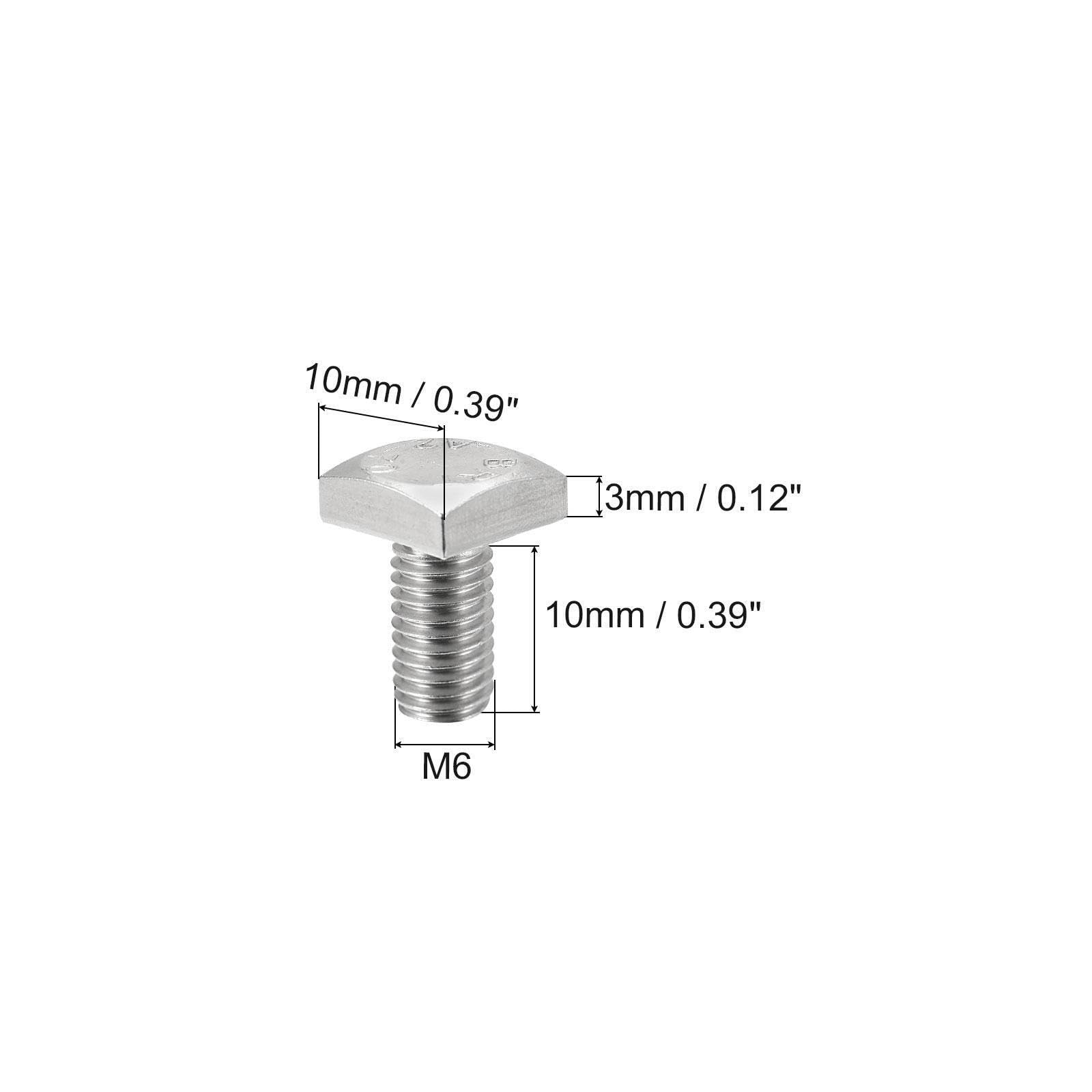 Tool Parts and Accessories Square Head Bolt 10pcs M6x10mm 304 Stainless Steel Grade C Square Screw (#CN-140824-14046)