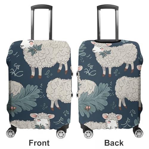 Sheep And Holly Tree Luggage Cover, Washable Elastic Suitcase Cover Protector Fit 18-32 Inch Luggage3
