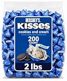 Hersh,ey Kisses Cookies and Cream Chocolate Candy 2lbs Bag 200 Individually Wrapped Milk Chocolate Candy Sweet Treats for Parties Candy Bowls Baking Desserts Gifts Snack Sharing and Seasonal Celebrations