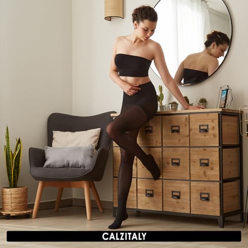 Image of CALZITALY Opaque Shaping Tights | S, M, L, XL, XXL | Black | 100 DEN | Made in Italy
