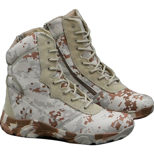 QAXZESA Men's Outdoor Boots Walking Camping Lace-up Army Boots Camouflage Military Tactical Waterproof Shoes Combat Boots Trekking Hiking Ankle Boot,F-45