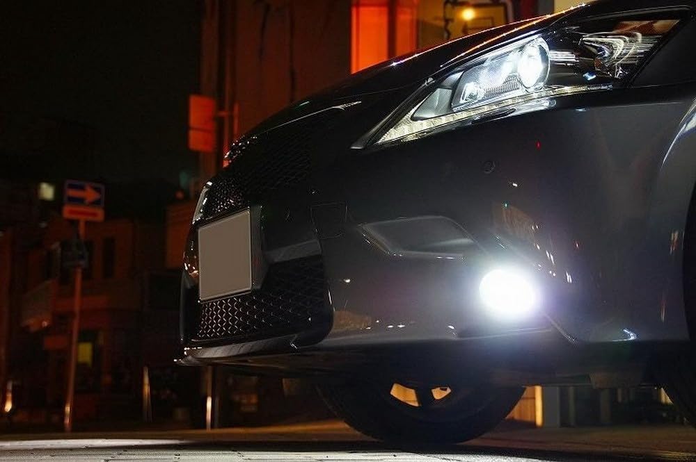 iJDMTOY Xenon White LED Fog Light Kit Compatible With 2013-2015 Lexus GS350 GS460 GS450h, Includes LH RH Lexus F-Sport Style LED Foglamps, Fog Bezel Covers & On/Off Switch Wiring