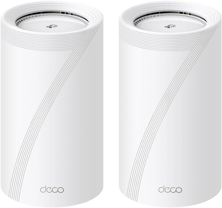 TP-Link Deco BE75 BE17000 Tri-Band WiFi 7 Mesh System - 8-Stream, 17 Gbps, 200+ Device Connect, 10 Gbps Wired, AI Roaming, Wireless/Wired Combined Backhaul, Google/Alexa, HomeShield, 2-Pack
