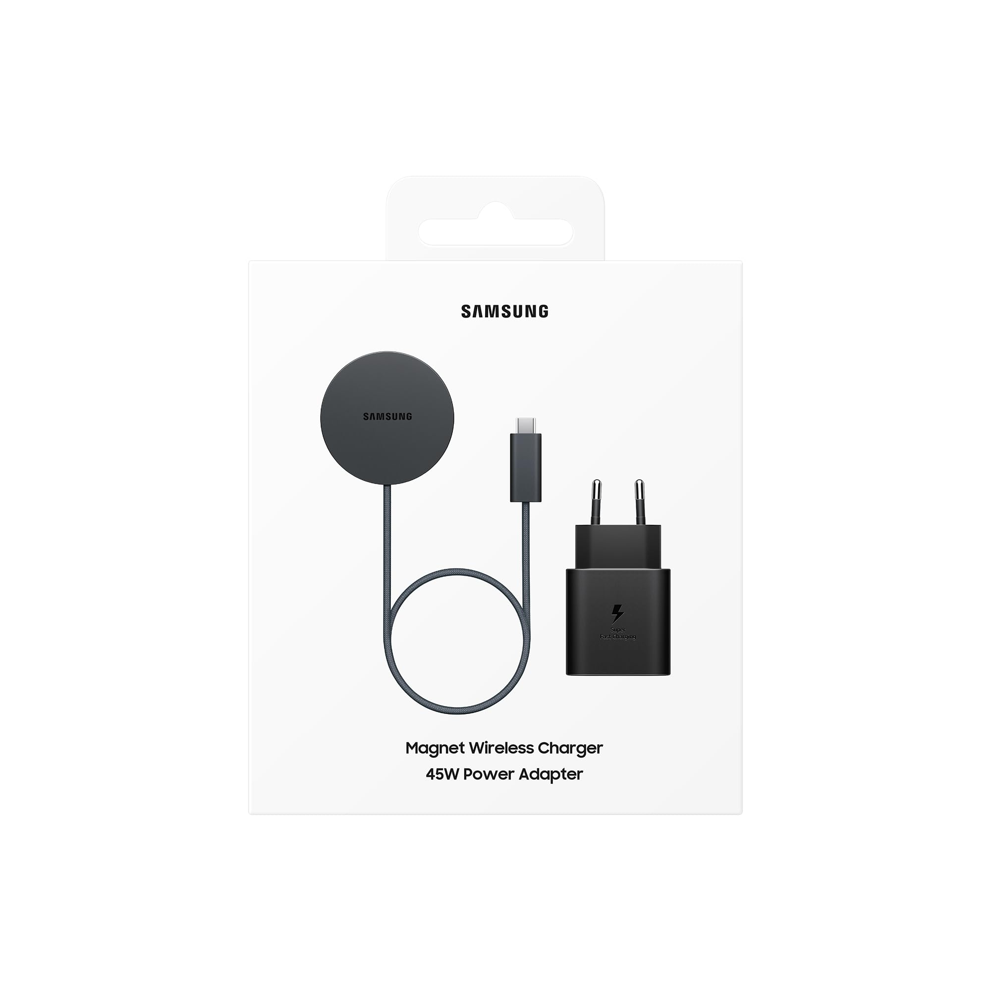Samsung Magnet Wireless Charger 25W, Dark Gray | Caricabatterie Wireless Magnetico,Caricabatterie 45W incluso, Cavo dati 1,5m incluso,