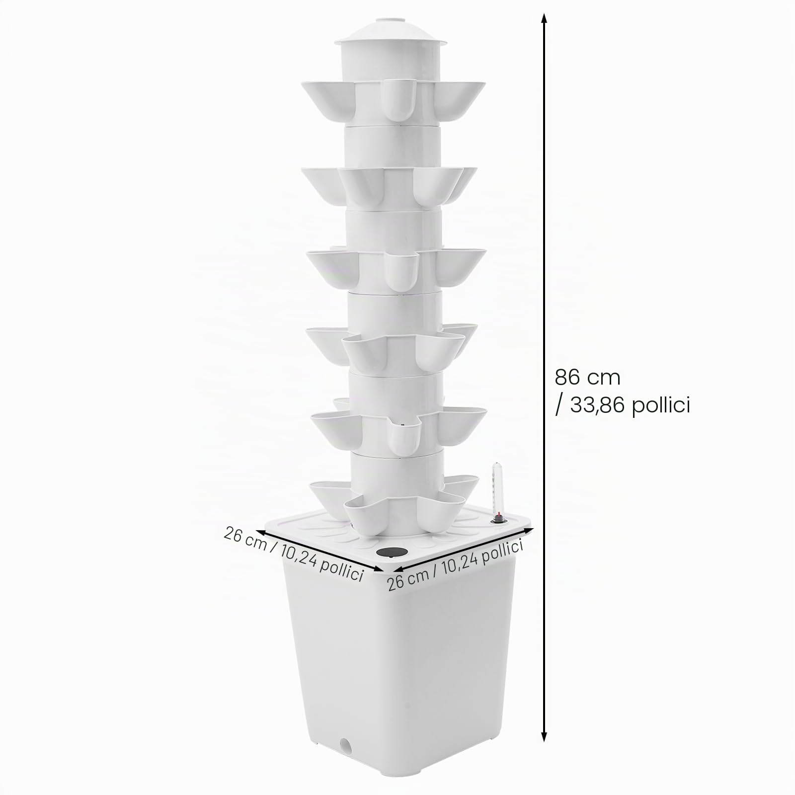 Sistema Idroponico Coltivazione Idroponica Verticale Kit con 30 Fori, Serbatoio Bianco in PP per Giardino Balcone Ufficio e Coltivazione Indoor