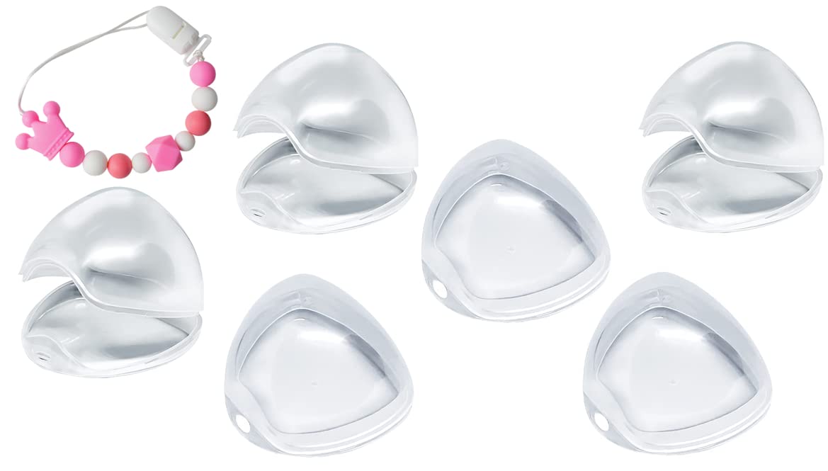Pacifier Box,Pacifier Case,Pacifier Holder Case,Pacifier Clip,Pacifier Container for Travel,BPA Free,Pacifier Accessories 6 Pack Transparent and 1 pcs Pacifier Clips