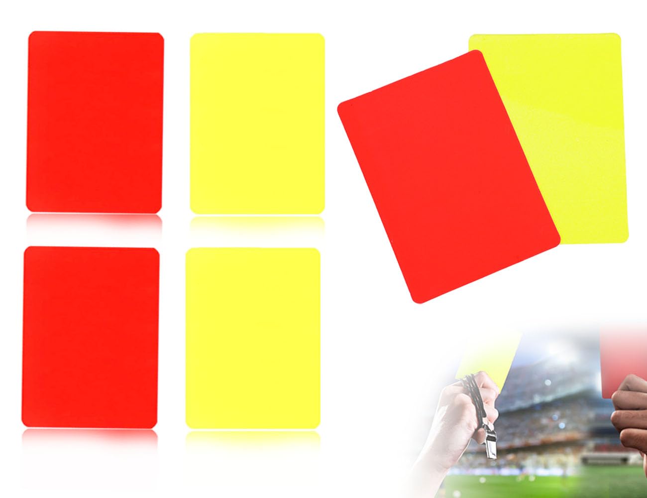 Juego de Tarjetas de árbitro,Tarjeta Amarilla y Roja,árbitro de fútbol Deportivo,Tarjetas disciplinarias,Herramienta de árbitro,para Baloncesto,fútbol, ​Deportes Escolares(7,5 x 10,5 cm)