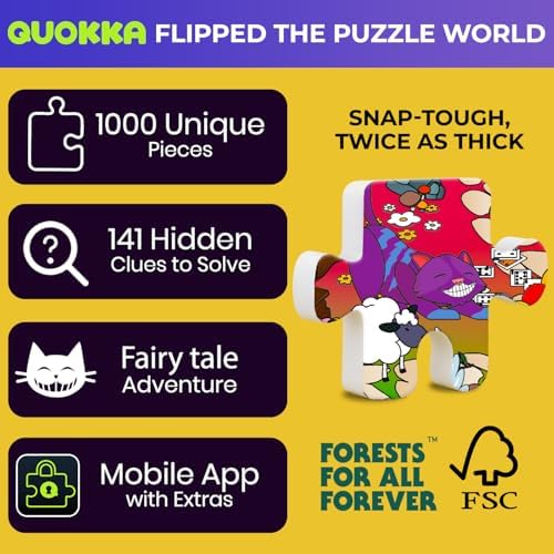 QUOKKA Puzzles 1000 Pieces Adult — Alice in Wonderland — Fantasy Adult Puzzles with Secret Tasks & Fairy Tale Audio Story for Deep Relaxation for Challenge Puzzle Lovers — view 2