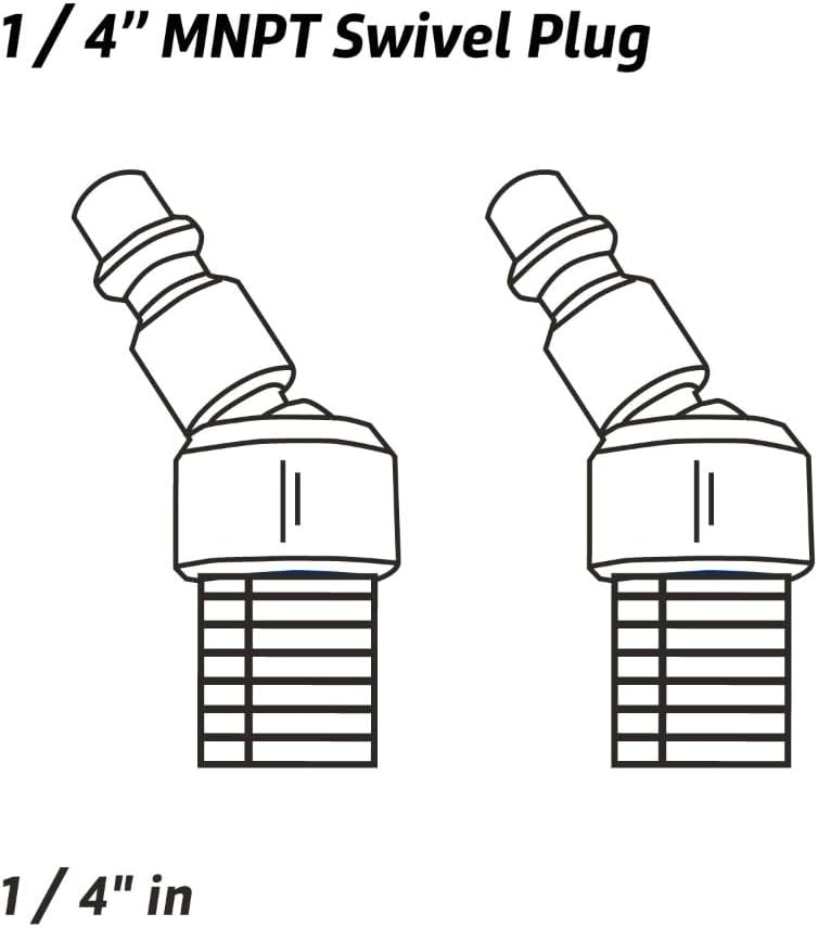 Durability Pneumatic Tools Industrial Hardened steel Air Tool Flexible Air Hose Fittings 1/4in NPT Swivel Air Plug Swivel Coupler and Plug