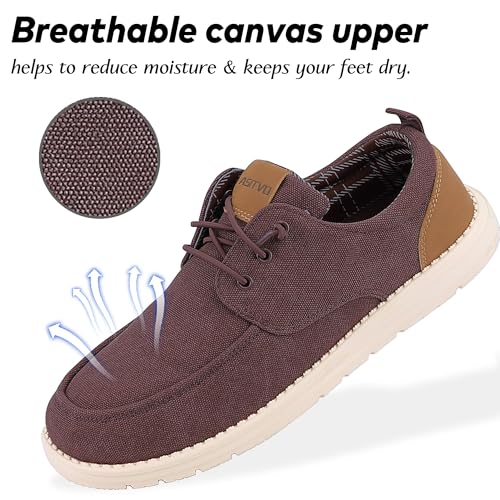 Image of ASITVO Men's Wide Canvas Loafers Slip on Boat Walking Shoes Casual Dress