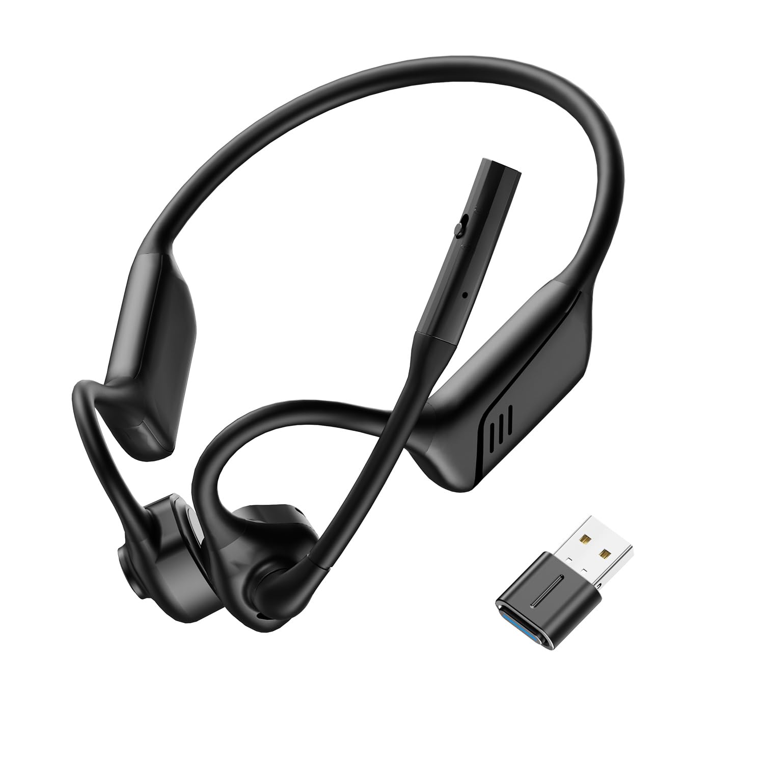 Smof Open-Ear Bluetooth Headset with Noise-Canceling Microphone, USB Dongle, Lightweight Design, Bluetooth 5.1, Mute Button for Office, Business, and Gaming (Not Compatible with Microsoft Teams)