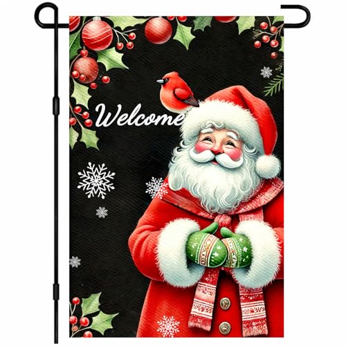 Image of BlissYard Christmas Santa Claus Garden Flag 12x18 Inch Polyester