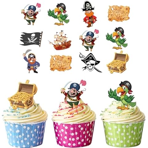 AK Giftshop Pirate Party Cup Cake Toppers Cover