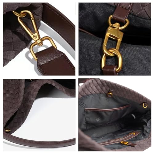 Woven Suede Tote Bag for Women Faux Suede Hobo Bag Slouchy Shoulder Bag Soft Woven Handbag4