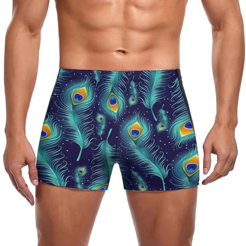 Maillot de bain homme slip short de bain swimming trunks boxer plumes colorées