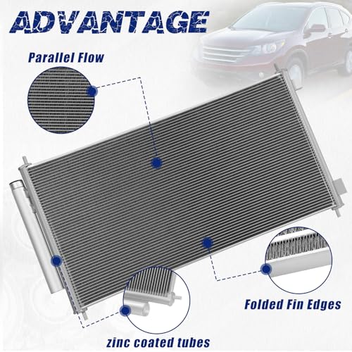 Image of Air Conditioning A /C Condenser Compatible with Honda CR-V 2007-2011 L4 2.4L # 3599, 7013599, 4770626, 80110SWAA01, HO3030150