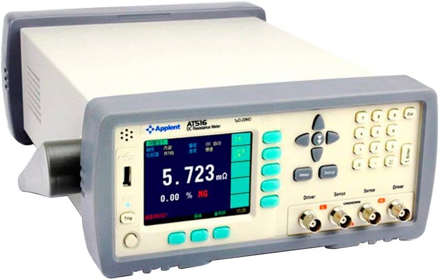 Micro Ohm Meter DC Resistance Meter AT516 with LCD Display Measurement Range 1μΩ～20MΩ Built-in Comparator Micro Ohm Tester Meter