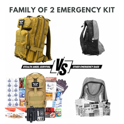 Stealth Angel Survival - 72 Hour Family Emergency Kit - 1-5 Person Survival Bag for Earthquakes, Hurricanes, and Other Natural Disasters