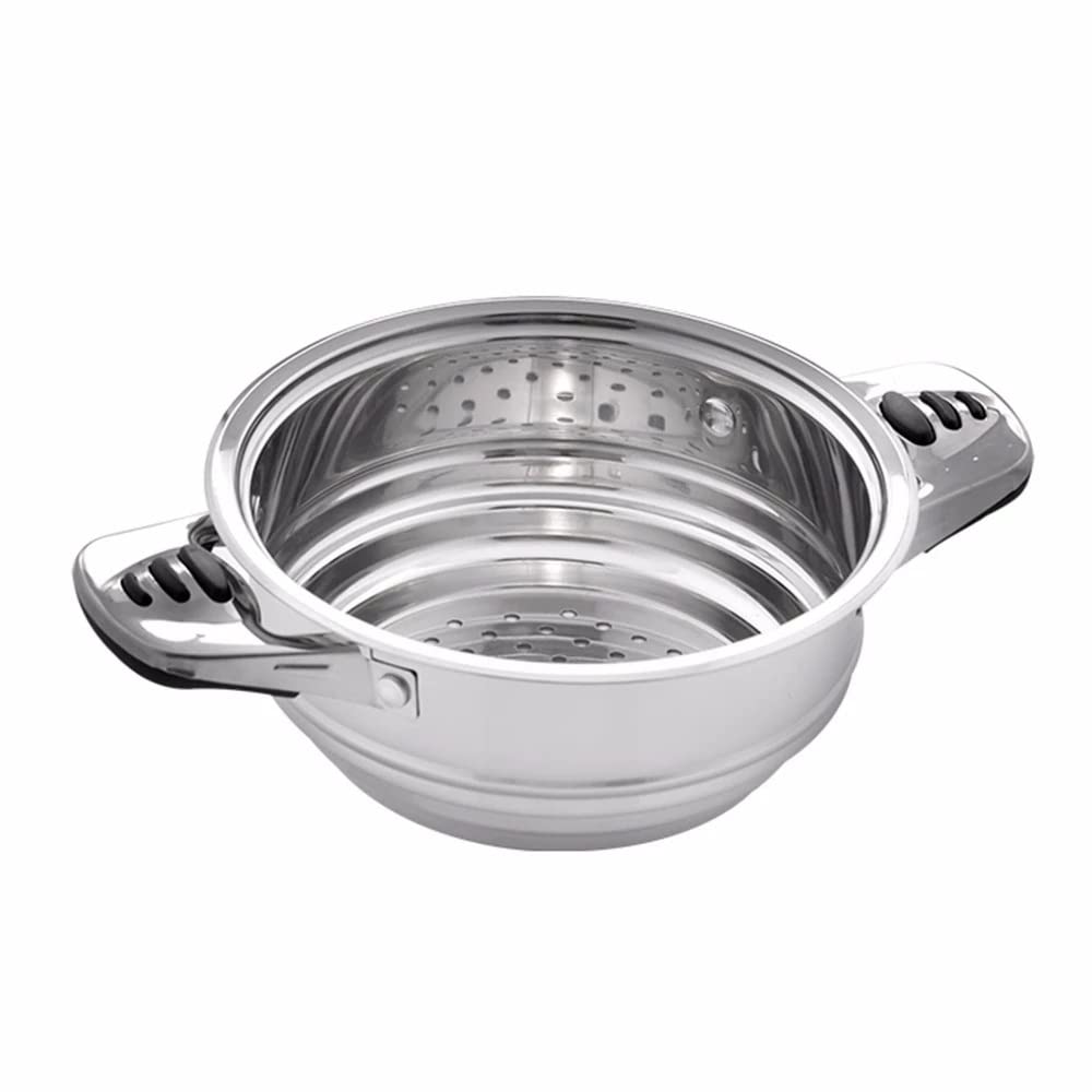 Set di pentole in Acciaio Inossidabile da 16 Pezzi Set di pentole e padelle a induzione Include casseruola, casseruola, insalatiera, Inserto per la Cottura a Vapore