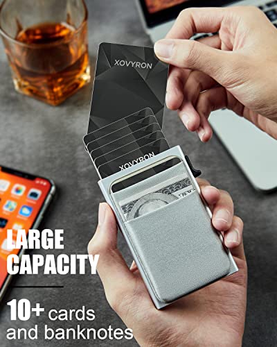 Slim Pop Up Wallet Card Holder with Money Pocket,Minimalist Wallet for Men RFID Blocking Smart Wallet Metal Card Case4