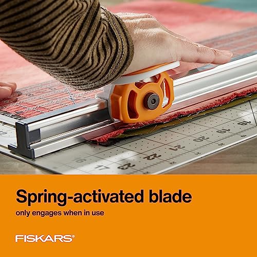 Fiskars Rotary Cutter and Ruler, Quilting Ruler, Rotary Cutter for Fabric, Built-In Measuring Grid & Spring-Action Blade, 24” x 6”, Gray/Clear by Fiskars - Image 3