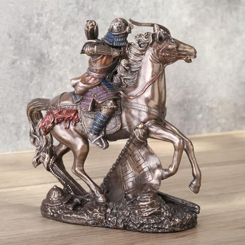 Estatua de samurái japonés con acabado bronce 6.1 pulg miniatura 4