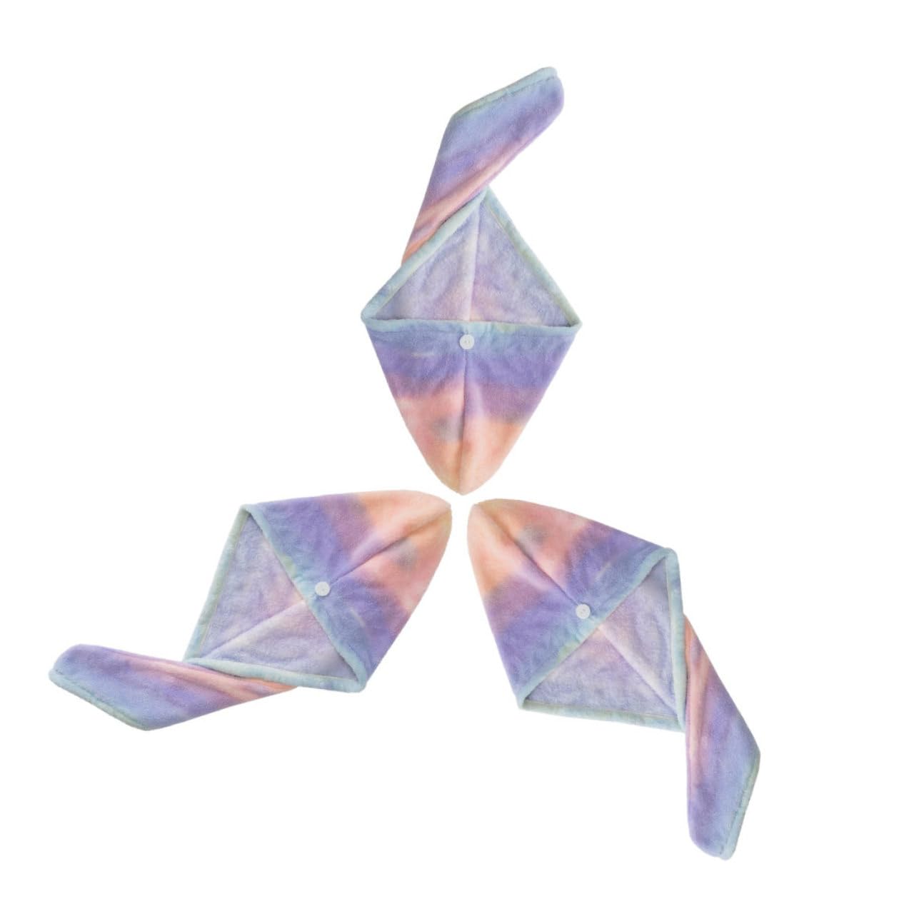 PartyKindom 3pcs Triangle Hair Drying Cap Rainbow Dry Hair Towel Bath Hair Towel for Women Boys and Girls Long Short Hair Quick Water Absorption Universal Fit