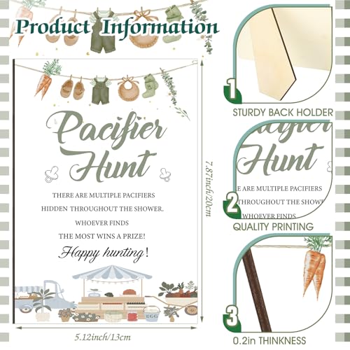 Image of Thyle 51 Pcs locally grown Pacifier Hunt Baby Shower Games Include Hunt Sign and 50 Acrylic Pacifiers for farm themed Baby Shower Game Decoration Sets Gender Reveal newborn announcement Party Decor
