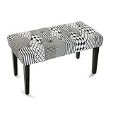 Versa 19501308 Sgabello fondo letto GeomW&B, 45x40x80, Cotone Legno, Panca