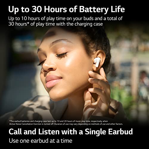 Image of LG Tone Free T60Q - Hybrid Active Noise Cancelling True Wireless Bluetooth Uvnano+ Earbuds