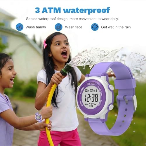 Image of BAWY Kids Tracking Watch Compatible with Apple Find My | Digital Watch with Tag for Kids Tracker Bluetooth GPS 30M Outdoor Range No Sim Needed | Anti-Lost Alert, Alarm, Waterproof Watch (Purple)