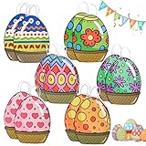 Cesta Huevos Pascua, SilverChry 12 Cesta de Pascua para Niños, Bolsa Bonita Regalo Niños, Grandes, para Envolver Regalos, Buscar Huevos, Accesorios para Fiestas (A, 21 * 19 * 10cm)
