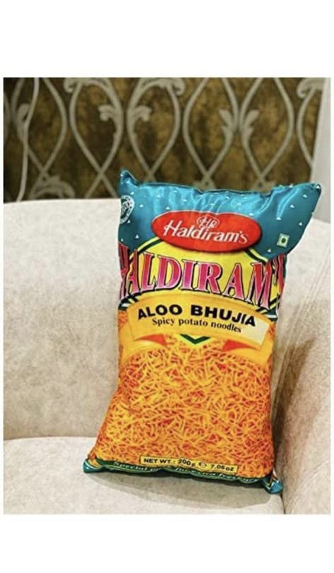 WEEHOMEZ Polyester Digitally Printed Knitting Fabric Rectangular Reversible Pillow Cushion With Microfibre Filler For Kids ( Standard, Multicolour) (Alu Bhujia), Pack of 1