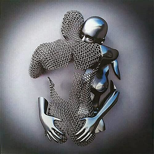 SYUUD Love Heart Gray-Art Wall-Regalo del día de San Valentín, Pintura Abstracta de la Lona de la Escultura de la Figura del Metal, Arte de la Pared del Efecto 3D del corazón del Amor (A,60 * 60CM) Cover