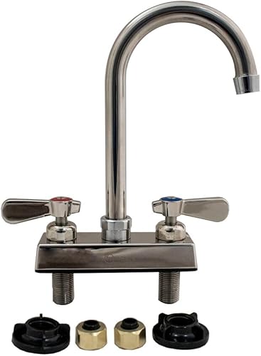 Miniatura 1 de BK Resource s Evolution Series grifo de cocina comercial de 4", 5.0 in diseño de cuello de cisne, NSF, para montar en la cubierta, T-304 de acero