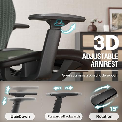 Image of ELABEST Mesh Office Chair,Ergonomic Computer Desk Chair,Sturdy Task Chair- Adjustable Lumbar Support & Armrests,Tilt Function,Comfort Wide Seat,Swivel Home Office Chair (Dusty Sage)