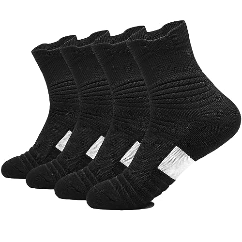 Image of 3 Pack Compression Basketball Socks Performance Cushioned Athletic Crew Sports Running Cycling Sock
