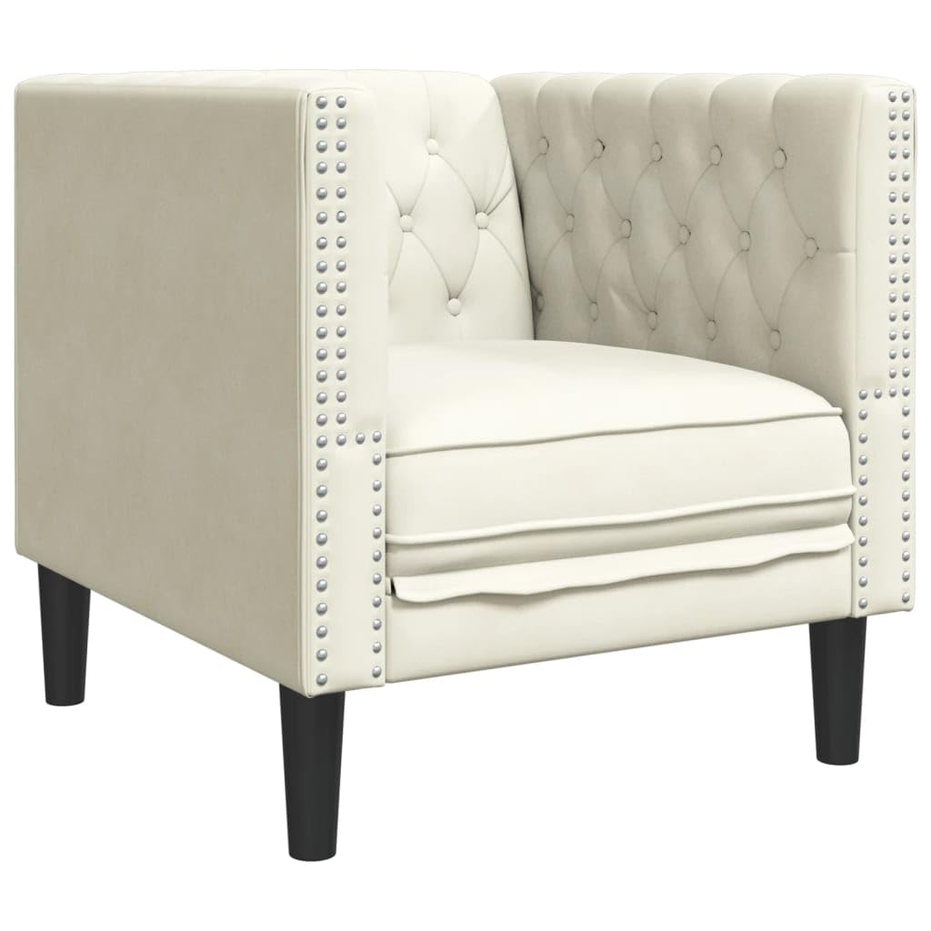 Générique Ensemble de canapé Chesterfield 3 pcs crème Similicuir,Meubles, Canapés,3209268